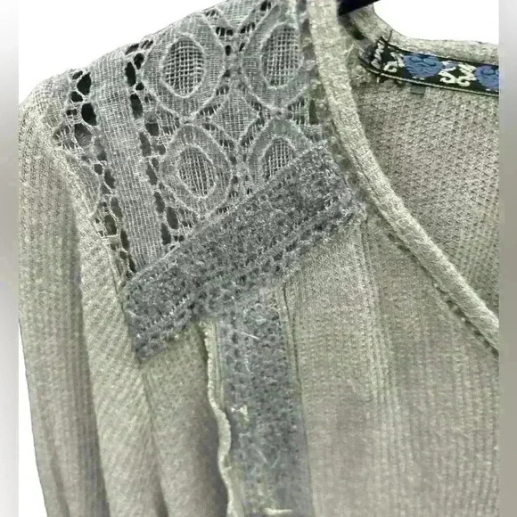 Knox Rose Thermal Lace Boho Long Sleeve Shirt Top. Size Medium - Picture 3 of 7
